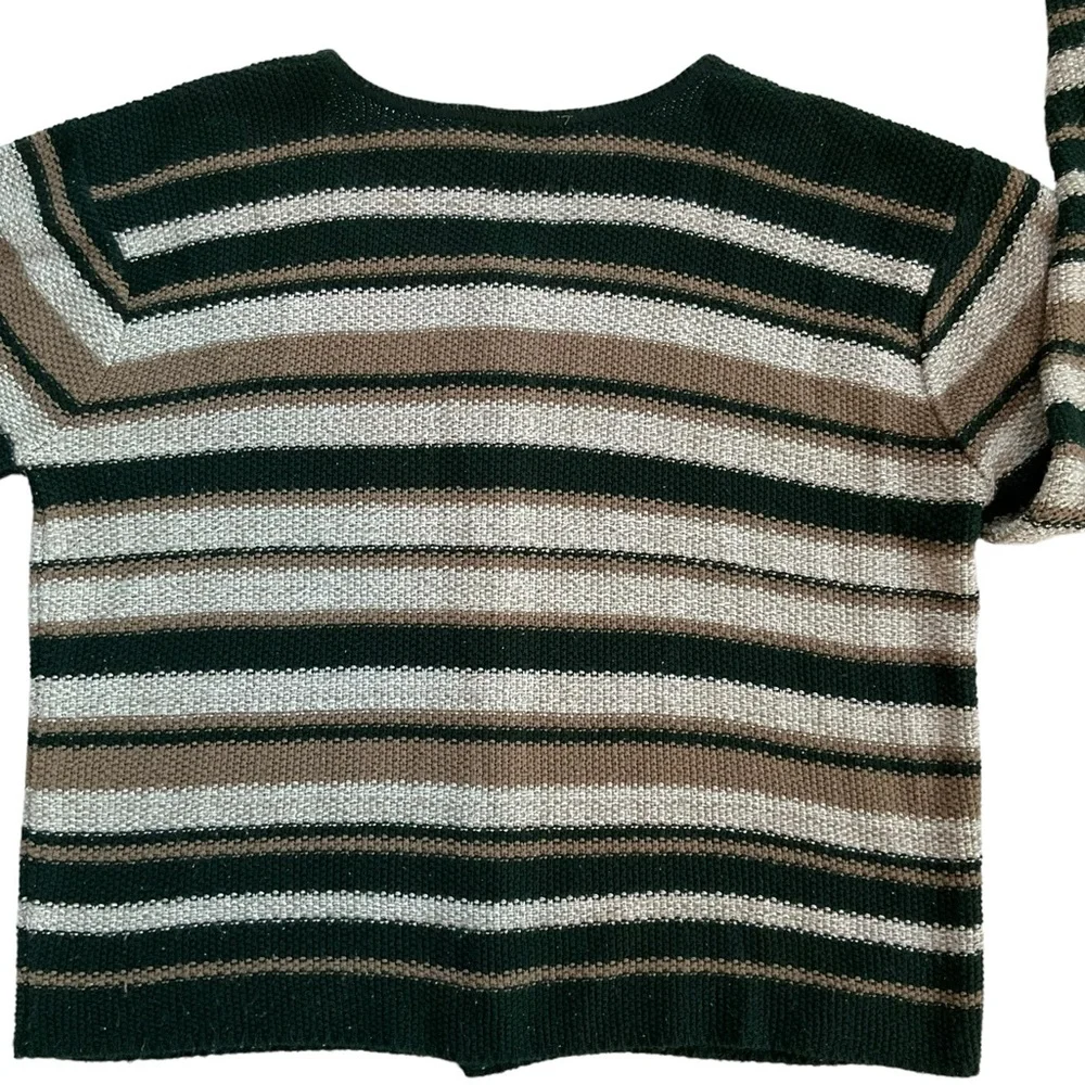 Vintage Reba Rose Boxy Striped Cardigan Sweater Earthy Coastal Cottageco… - Picture 10 of 16